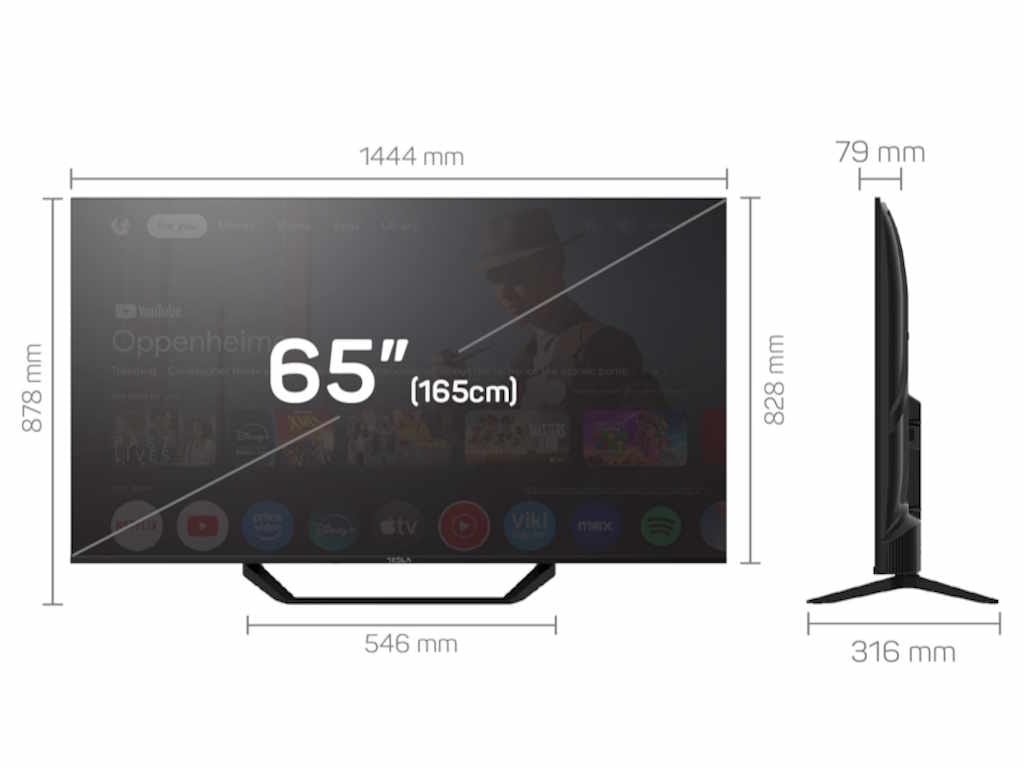 Tesla Google TV DLED 65E655BUS, 165 cm, UHD, blackDVB-T/T2/C/S/S2, 250cd/m2, VESA 200x499 mm - imagine 4