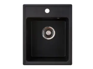 Chiuveta X Granit Quadro 40 negru400 x 500 mm, sifon 90 mm, granit