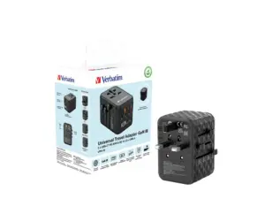Verbatim Adaptor universal UTA-05 Travel 65WGaN3 2 x USB-C PD & QC 4+ & 2 x USB-A ports