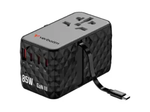 Adaptor universal Verbatim GaN III, Travel, 85WGaN3, 4xUSB-C PD & QC 4+ & 1 x USB-A QC ports