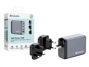 Verbatim Incarcator GaN 100W EU/UK/US2 x USB-C PD 100W/1 x USB-C PD 65W/1x USB-A QC 3.0