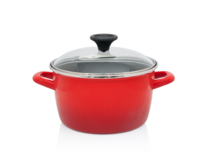 Oala cu capac sticla Granit Induction Metalac, email, 20cm, 3.5l