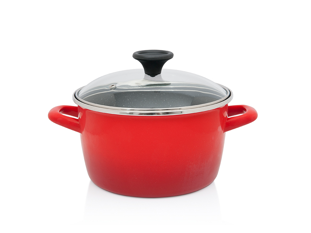 Oala cu capac sticla Granit Induction Metalac, email, 20cm, 3.5l