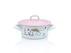 Cratita cu capac Unicorn Metalac, email, 12cm, 0.75l