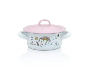 Cratita cu capac Unicorn Metalac, email, 12cm, 0.75l