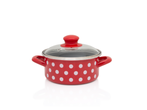 Cratita cu capac din sticla Tufne Metalac, email, 14cm, 1l