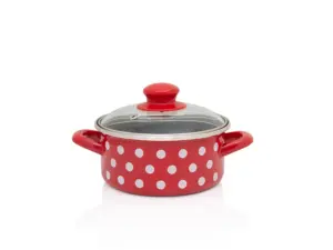 Metalac Cratita 1.5 L cu capac din sticla Tufne email/16 cm/1.5 L