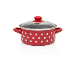 Metalac Cratita 2.75 L cu capac din sticla Tufne email, 20 cm