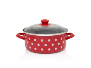 Cratita cu capac din sticla Tufne Metalac, email, 22cm, 3.5l