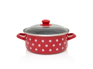 Cratita cu capac din sticla Tufne Metalac, email, 22cm, 3.5l