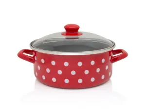 Cratita cu capac din sticla Tufne Metalac, email, 24cm, 4.75l