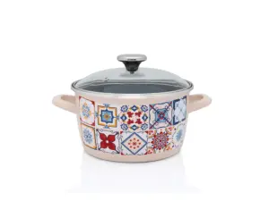 Oala cu capac din sticla Porto Metalac, email, 24cm, 6l