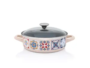Cratita cu capac din sticla Porto Metalac, email, 24cm, 3.6l