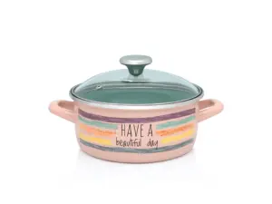 Oala cu capac din sticla Divan Dan Metalac, email, 20cm, 4l