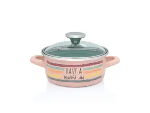 Cratita cu capac din sticla Divan Dan Metalac, email, 16cm, 1.5l