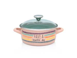 Cratita cu capac din sticla Divan Dan Metalac, email, 20cm, 2.75l