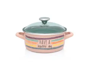 Cratita cu capac din sticla Divan Dan Metalac, email, 20cm, 2.75l