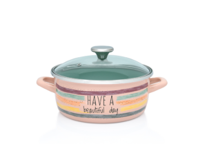 Cratita cu capac din sticla Divan Dan Metalac, email, 22cm, 3.5l