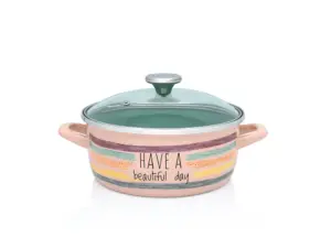 Cratita cu capac din sticla Divan Dan Metalac, email, 22cm, 3.5l
