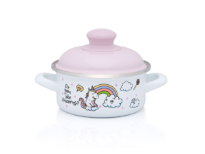 Cratita cu capac Unicorn Metalac, email, 14cm, 1l