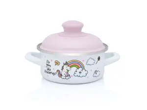 Cratita cu capac Unicorn Metalac, email, 14cm, 1l