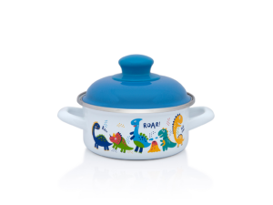 Cratita cu capac Dino Metalac, email, 14cm, 1l