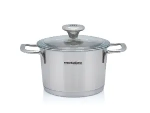 Oala cu capac din sticla Santino Metalac, inox, 16cm, 1.9l