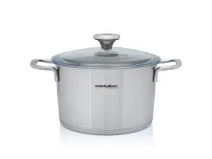 Oala cu capac din sticla Santino Metalac, inox, 20cm, 3.5l