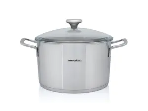 Oala cu capac din sticla Santino Metalac, inox, 24cm, 6l