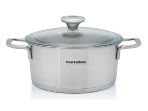 Cratita cu capac din sticla Santino Metalac, inox, 20cm, 2.6l