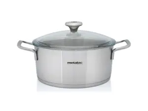 Cratita cu capac din sticla Santino Metalac, inox, 24cm, 4.4l