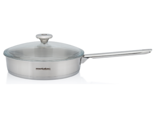 Tigaie cu capac din sticla Santino Metalac, inox, 24cm, 2.4l