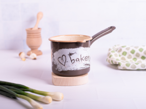 Ibric cu maner lung Bakery Metalac, email, 12cm, 1.2l