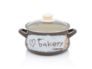 Oala cu capac de sticla Bakery Metalac, email, 18cm, 3l