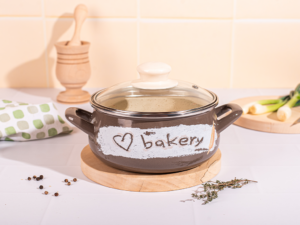 Cratita cu capac din sticla Bakery Metalac, email, 20cm, 3.35l