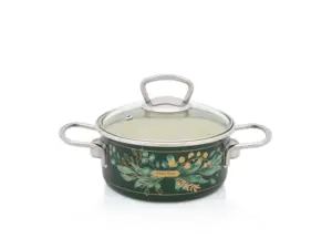 Cratita cu capac din sticla Golden Times Metalac, email, 16cm, 1.5l