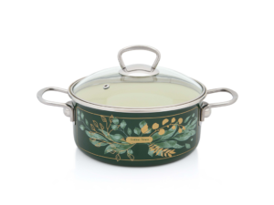 Cratita cu capac sticla Golden Times Metalac, email, 20cm, 2.75l