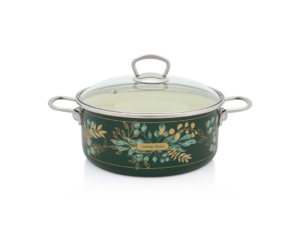 Cratita cu capac sticla Golden Times Metalac, email, 24cm, 4.75l