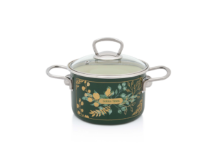 Oala cu capac din sticla Golden Times Metalac, email, 16cm, 2l