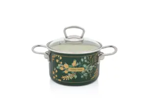 Oala cu capac din sticla Golden Times Metalac, email, 16cm, 2l