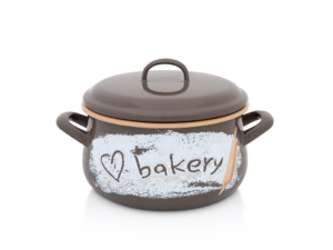 Oala cu capac din sticla Bakery Metalac, email, 20cm, 4l