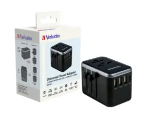 Adaptor universal Verbatim UTA-04, 6-in-1, PD61WPriza cu USB-C PD si QC, USB-C, 3 x USB-A