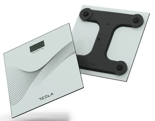 Cantar corporal Tesla BS103W, 180kg, baterii 2xAAA30x30cm, Alb