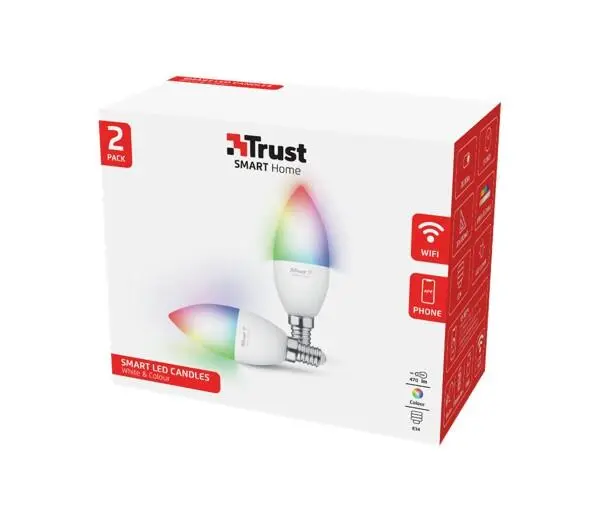 Pachet 2 becuri Trust smart LED RGBCW WiFi, E14 luminozitate 470 lm, clasa energetica A+ - imagine 2