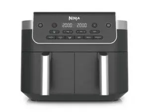 Friteuza dubla cu aer cald Ninja, 7.6L2 x 3.8L, gri metalizat