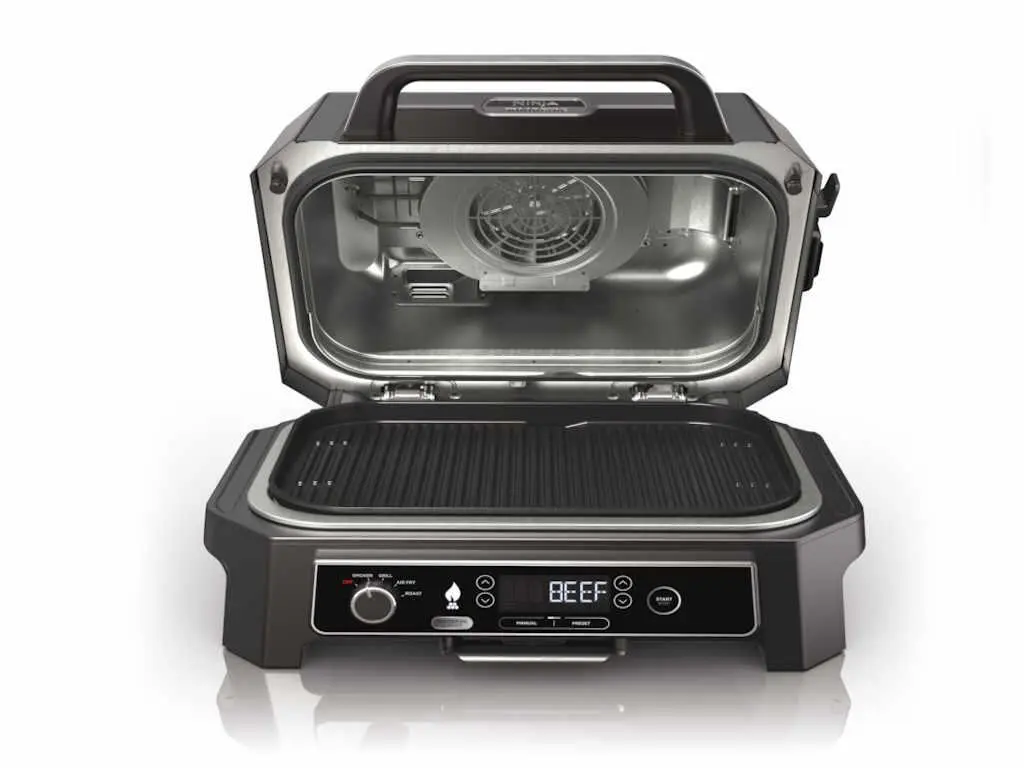Gratar si afumator electric de exterior Ninja XLSistem Smart Cook, 7 functii, 1700W, 4-in-1 gri - imagine 2
