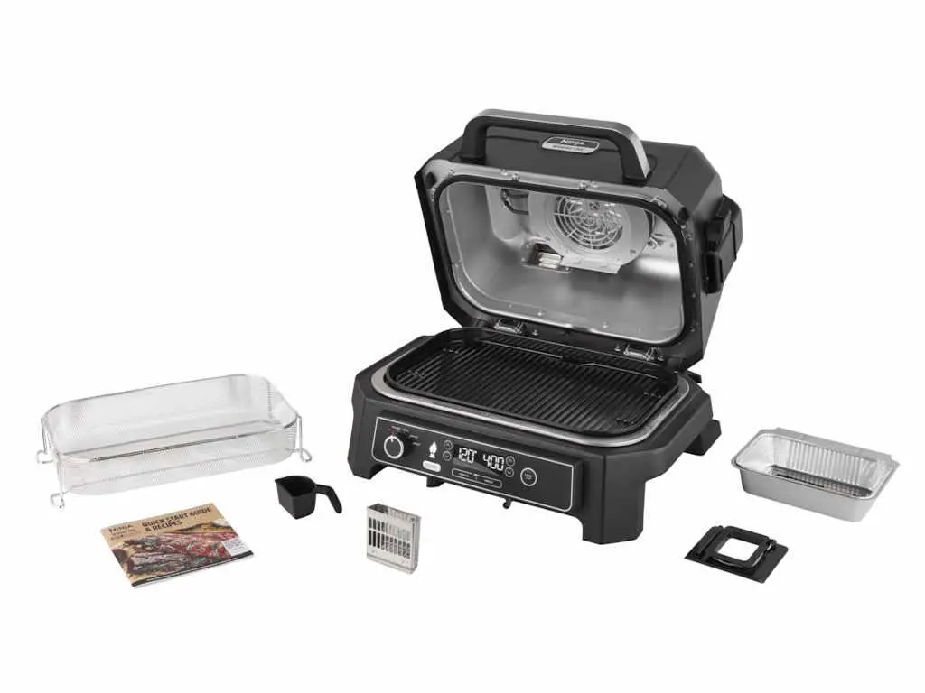 Gratar si afumator electric de exterior Ninja XLSistem Smart Cook, 7 functii, 1700W, 4-in-1 gri - imagine 6