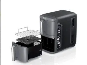 Friteuza dubla cu aer cald Ninja Double Stack 9.5L2470W, argintiu