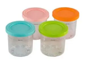 Set 4 x recipiente pentru desert NinjaCompatibil cu NC300EU, capace colorate